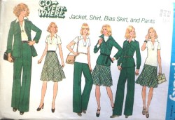 7070 1975 SHIRT-JACKET,SS SHIRT,BIAS SKIRT,PANTS PATTERN 16 38''